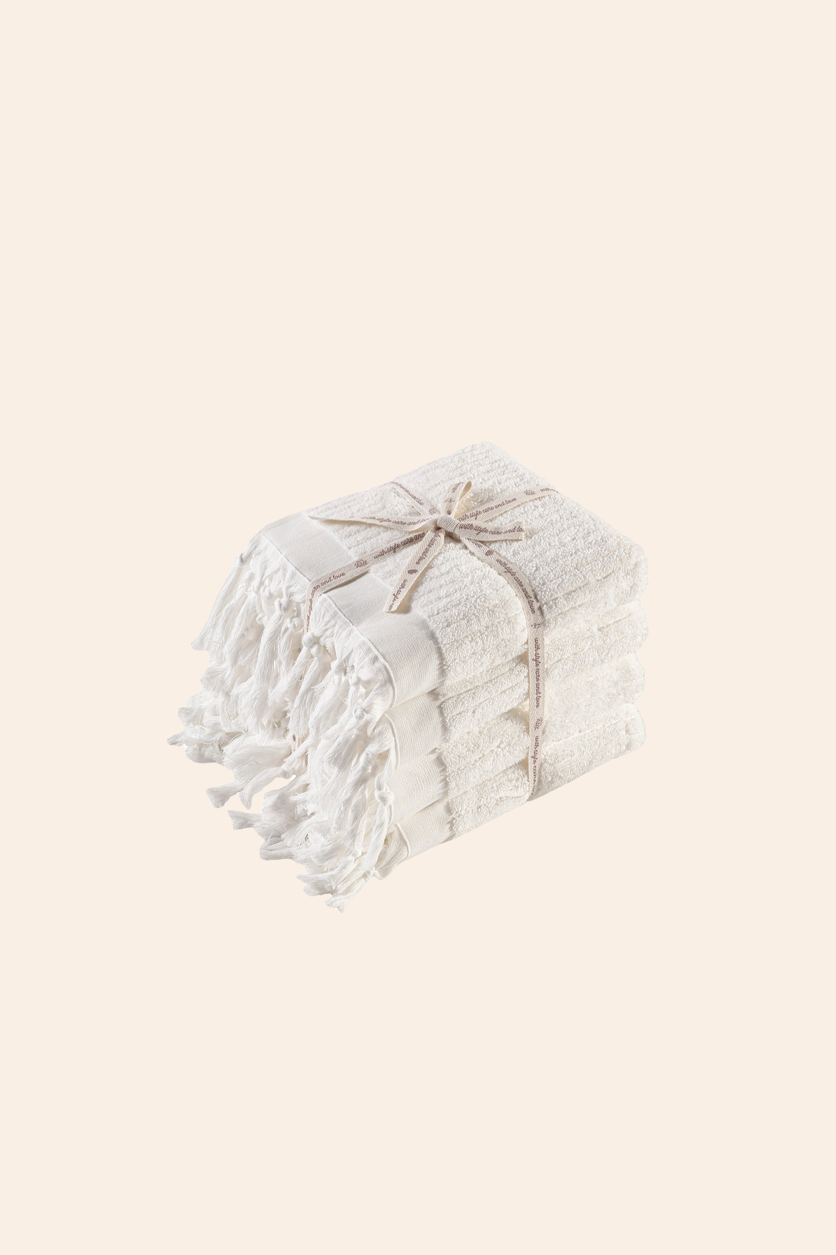 İRYA-Bodrum Yüz Havlusu Seti, Ekru - 4'lü, 50x90 Cm-Havlu & Havlu Setleri-2-Milagron.com