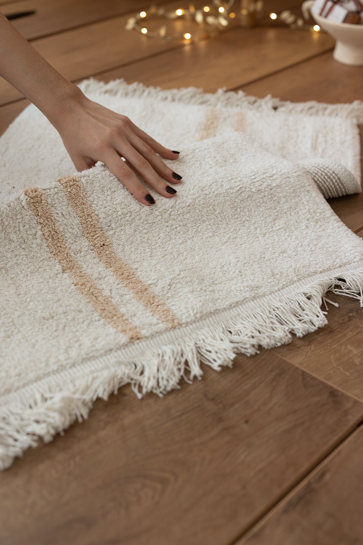 İRYA-Bound Tekli Banyo Paspası %100 Pamuk 70X120 Cm Beyaz-Paspas-3-Milagron.com