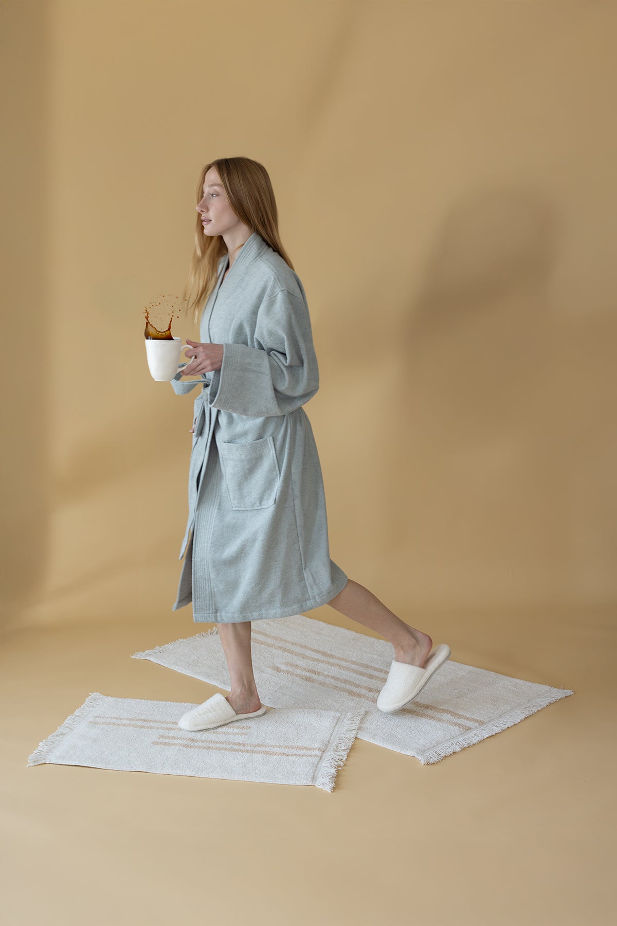İRYA-Bound Tekli Banyo Paspası %100 Pamuk 70X120 Cm Beyaz-Paspas-4-Milagron.com