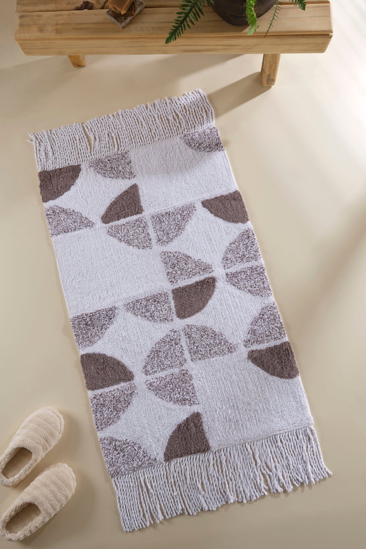 Irya-Brook Tekli Banyo Paspası %100 Pamuk 70x110 Ekru-Banyo Paspası-1-Milagron.com