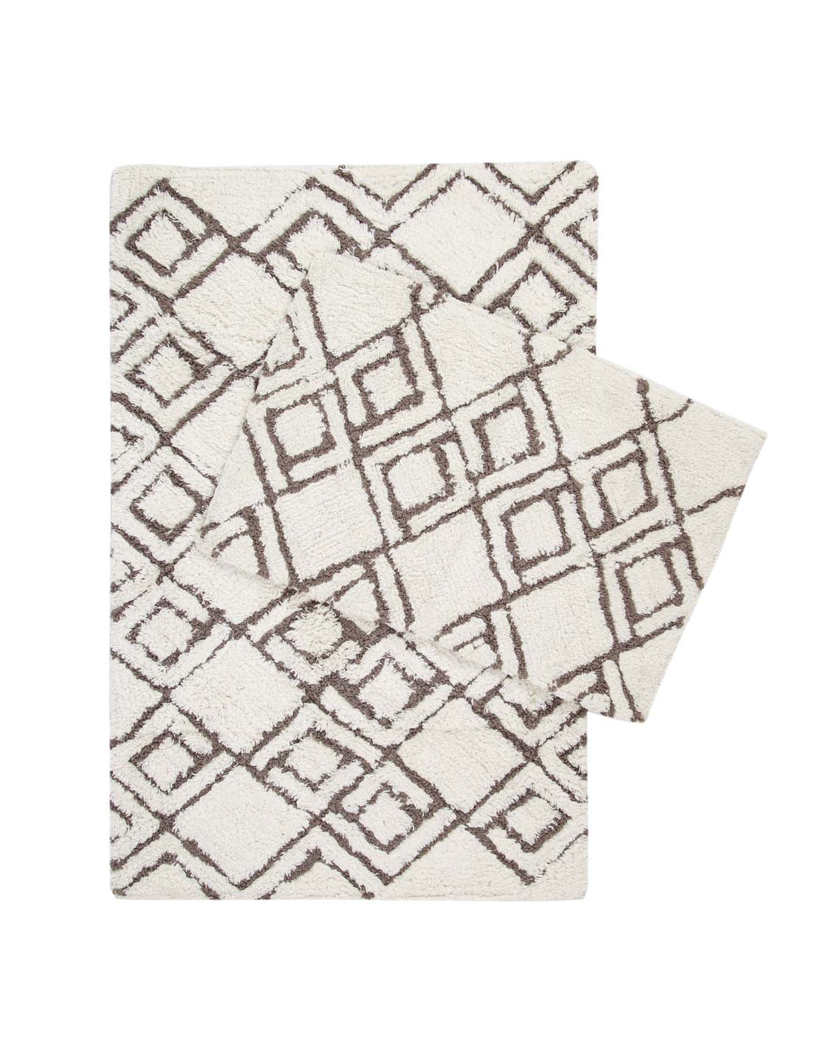 İRYA-Cava 2’Li Takım Banyo Paspası %100 Pamuk 40X60 + 60X90 Kahverengi-Paspas-3-Milagron.com
