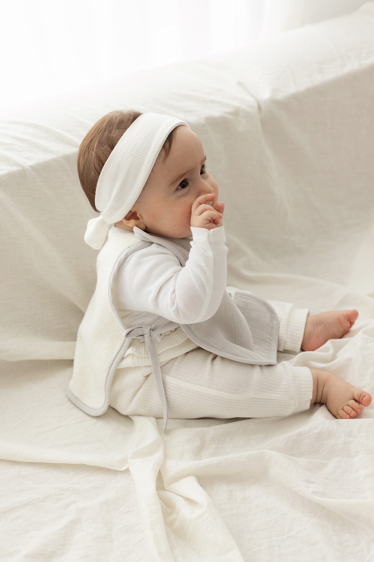 Irya-Colors Of Joy 2'li Organik Pamuk Müslin Bebek önlük Seti Gri-Bebek Önlüğü-3-Milagron.com