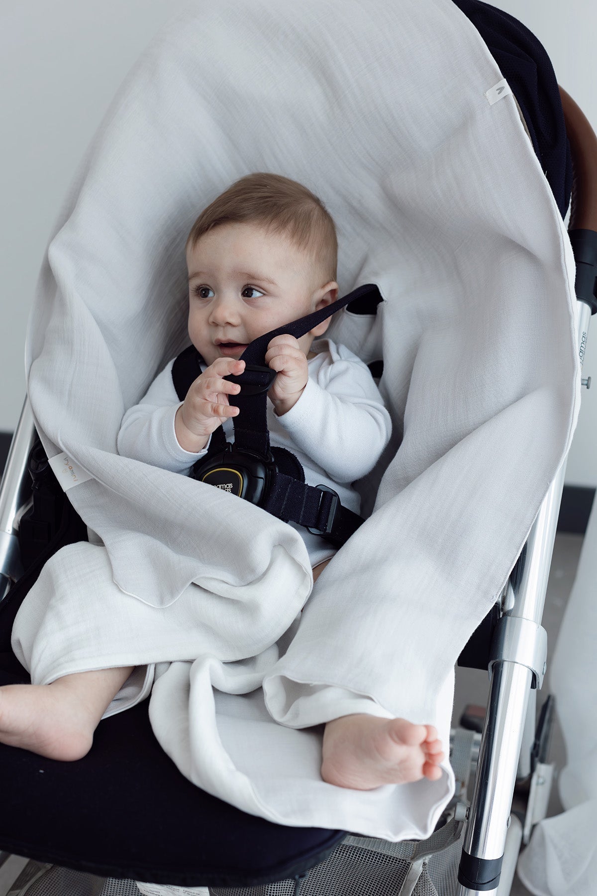 Irya-Colors Of Joy Organik Pamuk Müslin 2 Katlı Puset örtüsü Gri 85x85-Bebek Battaniyesi-1-Milagron.com