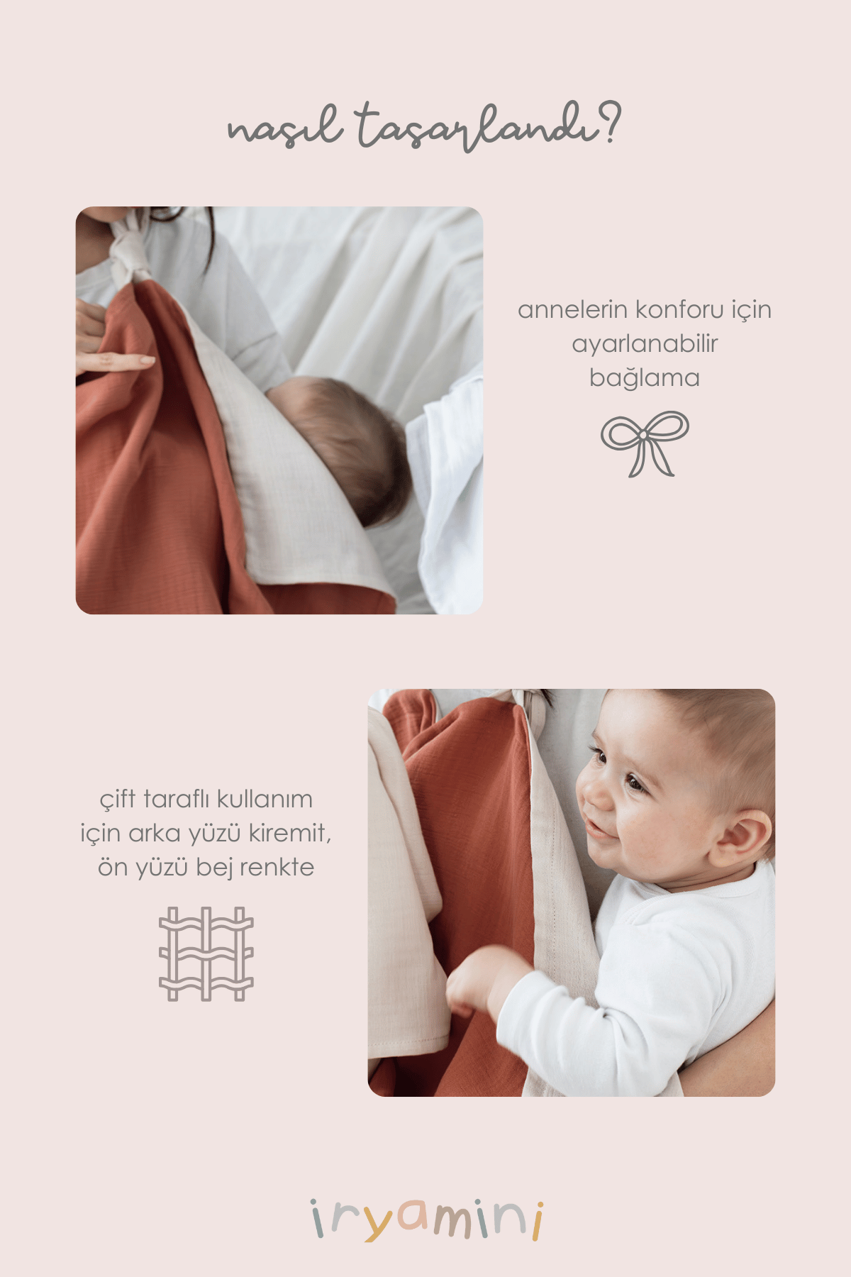 Irya-Colors Of Joy Organik Pamuk Müslin 4 Katlı Emzirme örtüsü Kiremit-Bebek Önlüğü-4-Milagron.com