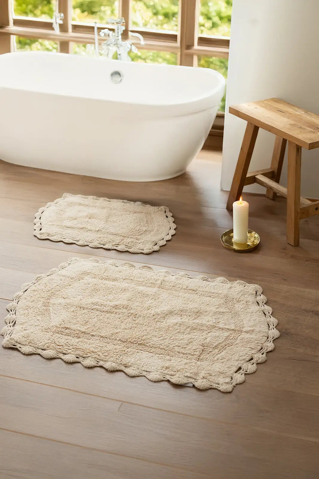 İRYA-Dale 2’Li Takım Banyo Paspası %100 Pamuk 40X60 + 60X90 Bej-Paspas-1-Milagron.com