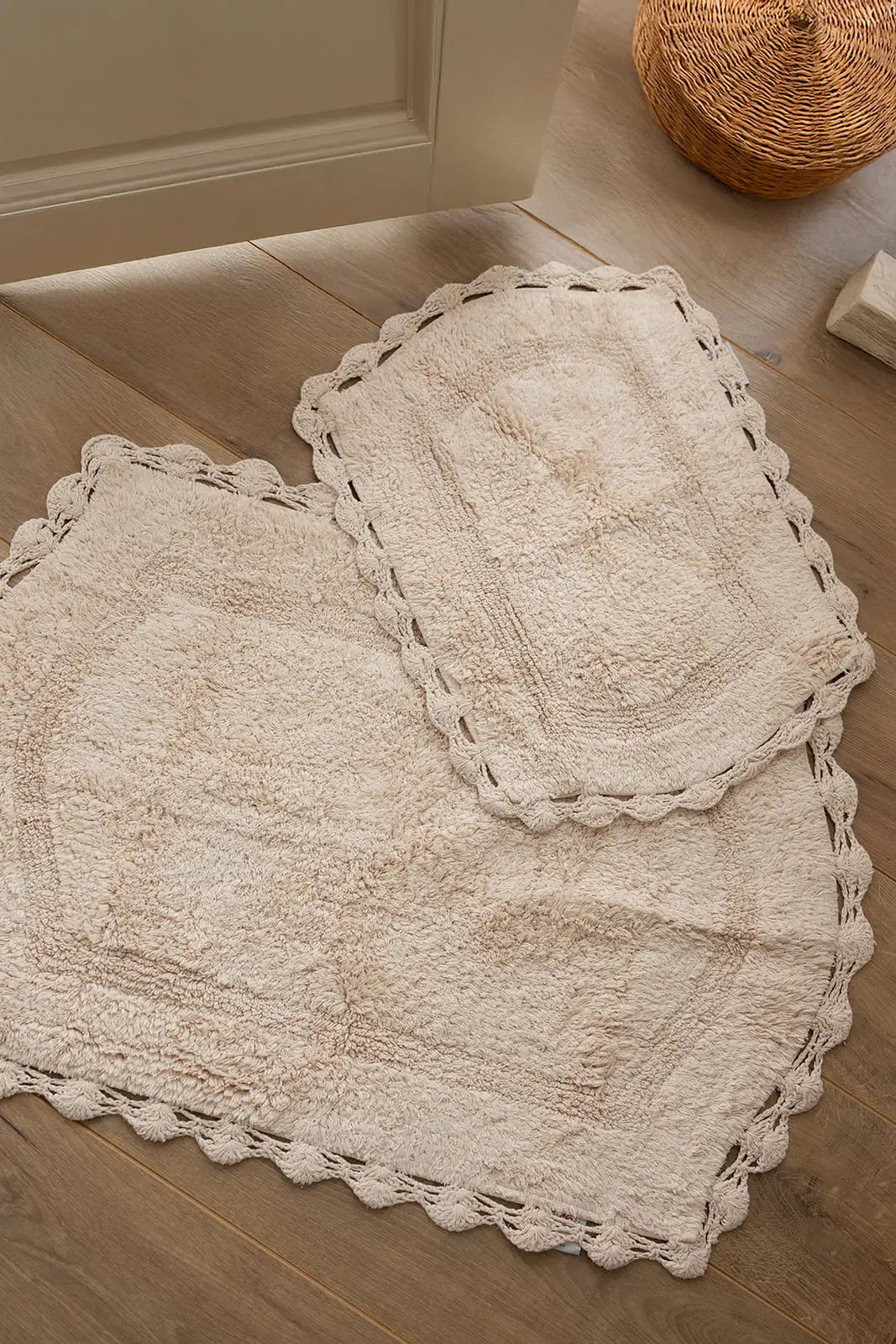 İRYA-Dale 2’Li Takım Banyo Paspası %100 Pamuk 40X60 + 60X90 Bej-Paspas-3-Milagron.com