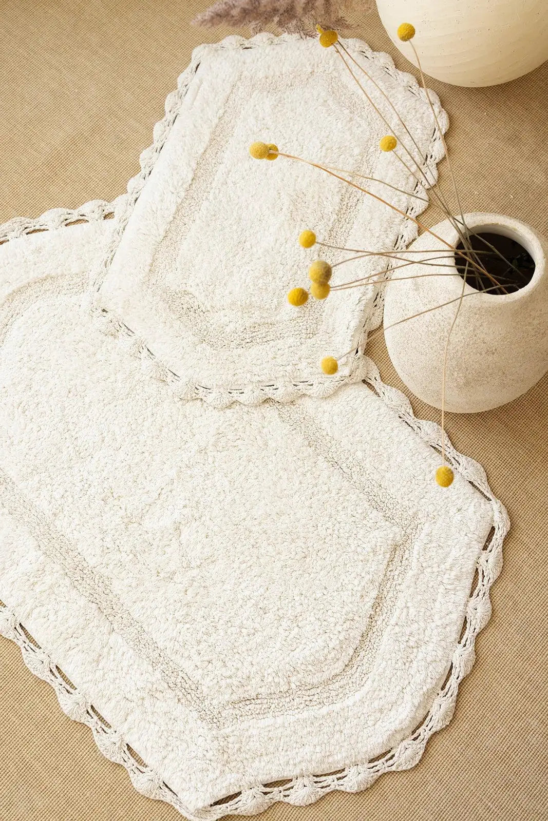 İRYA-Dale 2’Li Takım Banyo Paspası %100 Pamuk 40X60 + 60X90 Ekru-Paspas-2-Milagron.com