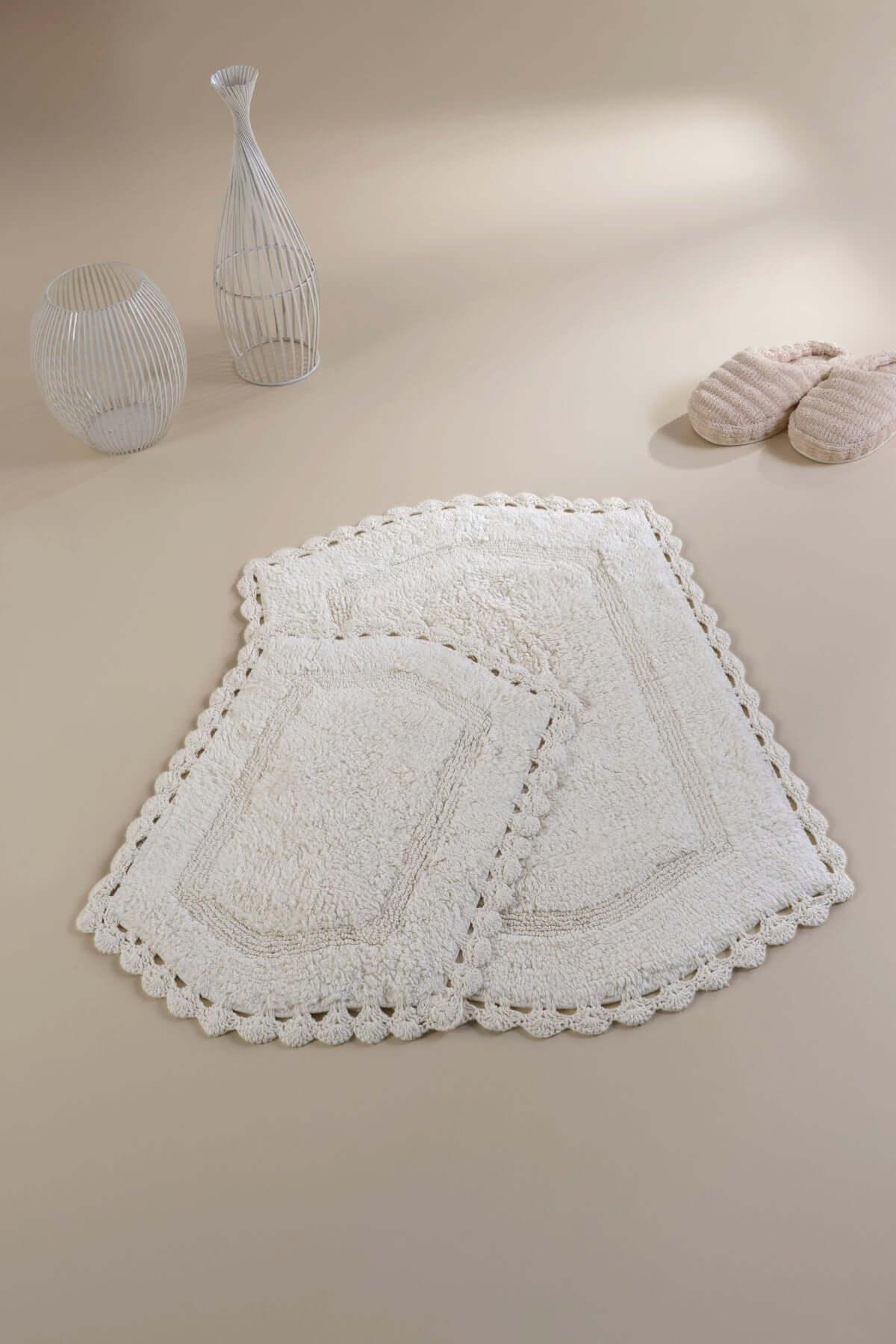 İRYA-Dale 2’Li Takım Banyo Paspası %100 Pamuk 40X60 + 60X90 Ekru-Paspas-5-Milagron.com