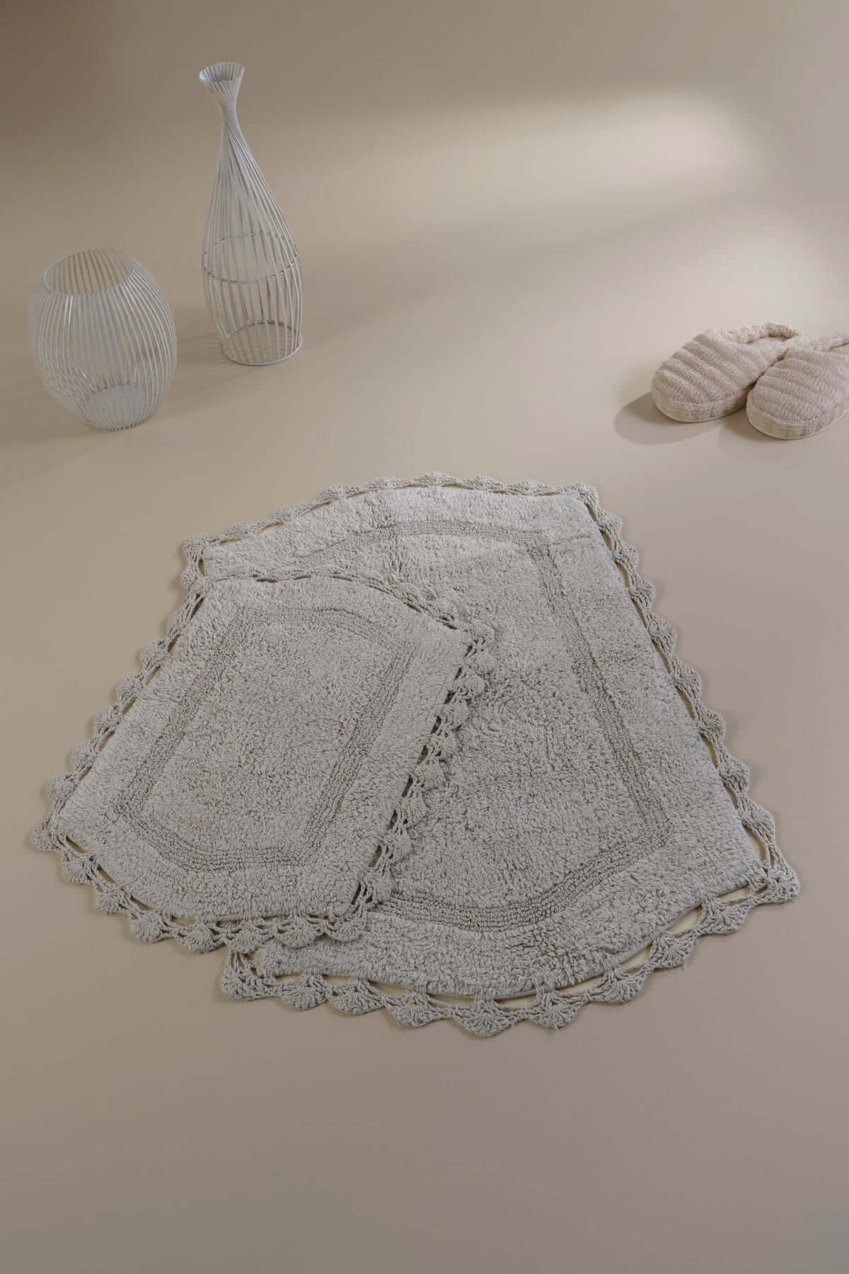 Irya-Dale 2’li Takım Banyo Paspası %100 Pamuk 40x60 + 60x90 Gri-Banyo Paspası-1-Milagron.com