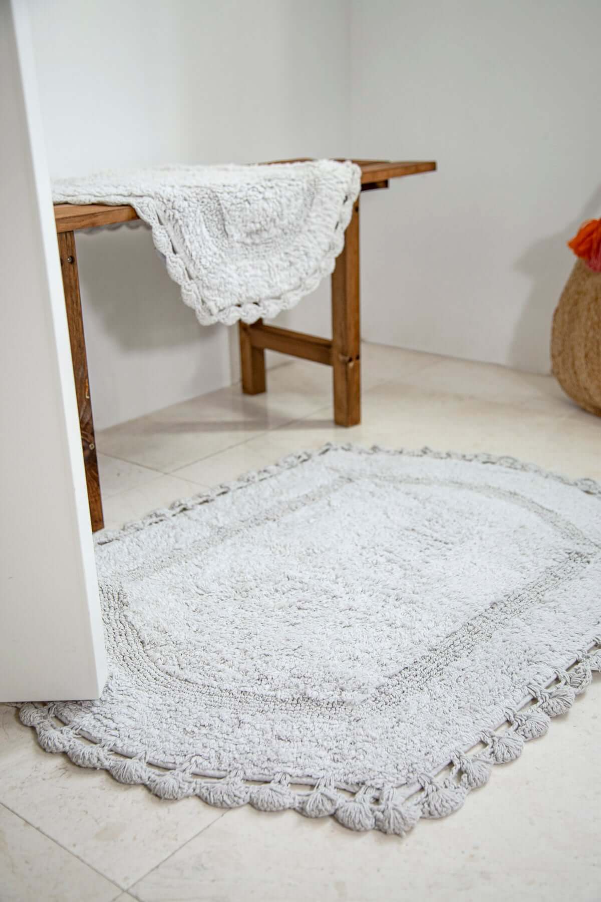 Irya-Dale 2’li Takım Banyo Paspası %100 Pamuk 40x60 + 60x90 Gri-Banyo Paspası-3-Milagron.com