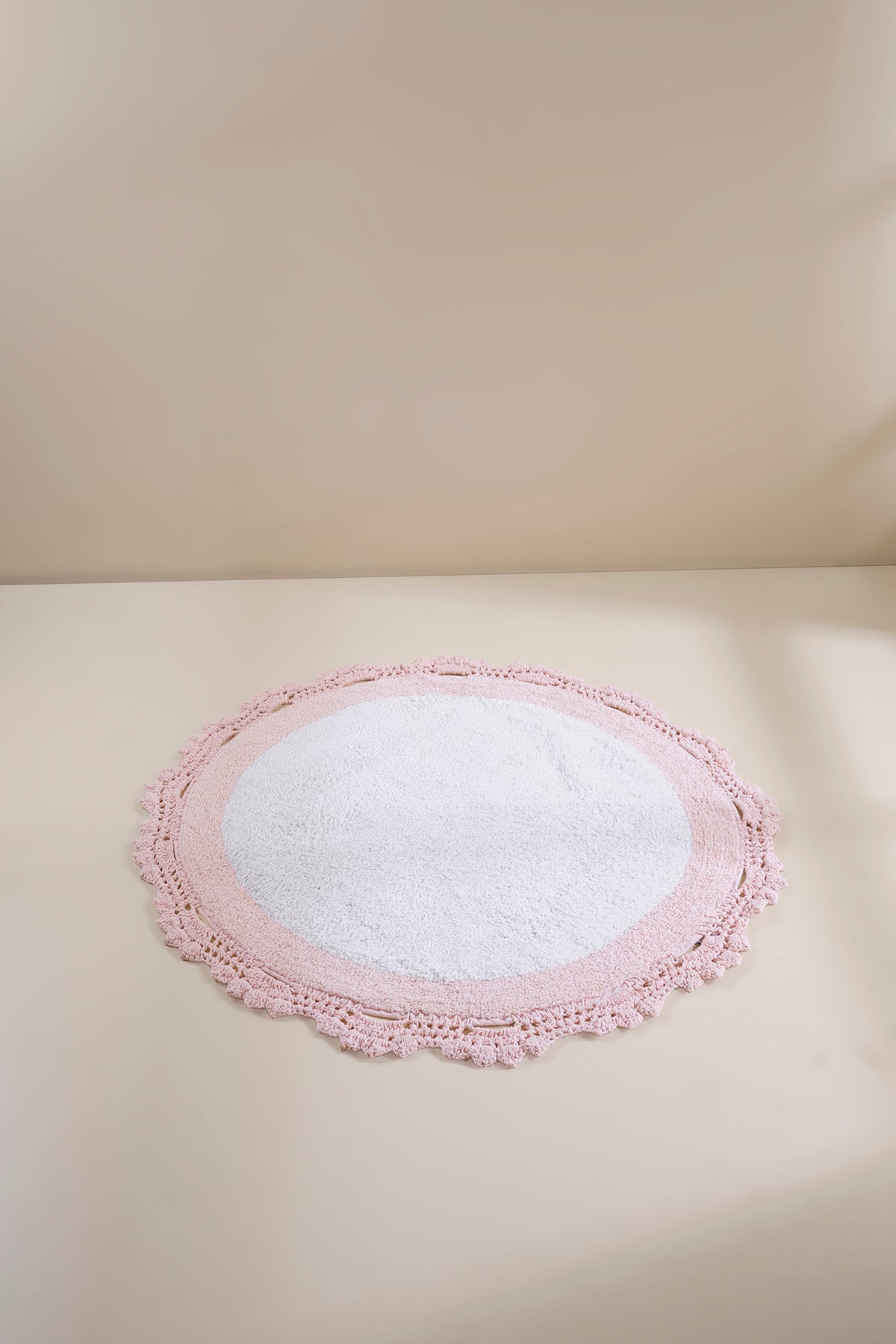 İRYA-Doreen Yuvarlak Banyo Paspası %100 Pamuk 90X90 Pembe-Paspas-5-Milagron.com