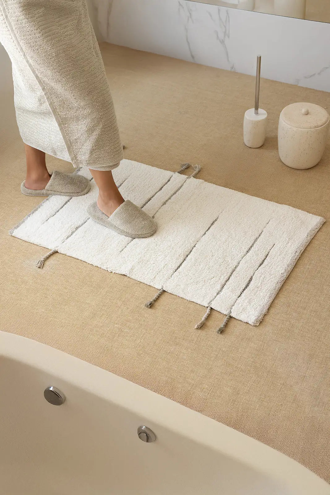İRYA-Earth Tekli Banyo Paspası %100 Pamuk 50X80 Cm Yeşil-Paspas-2-Milagron.com