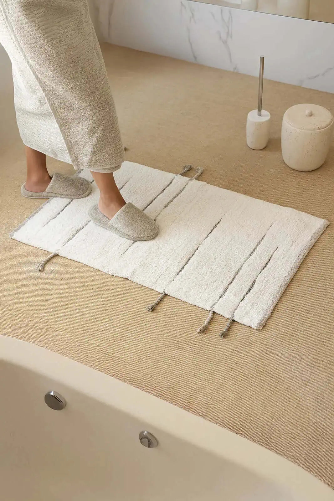 İRYA-Earth Tekli Banyo Paspası %100 Pamuk 60X100 Cm Yeşil-Paspas-1-Milagron.com