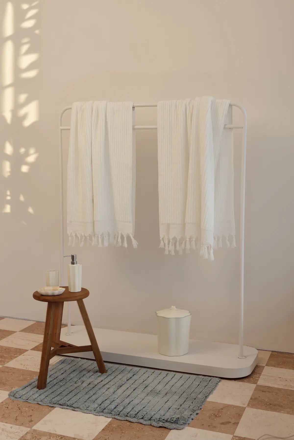 Ege %100 Pamuk 2'Li Banyo Havlu Seti 80X150 Cm Bright Ecru
