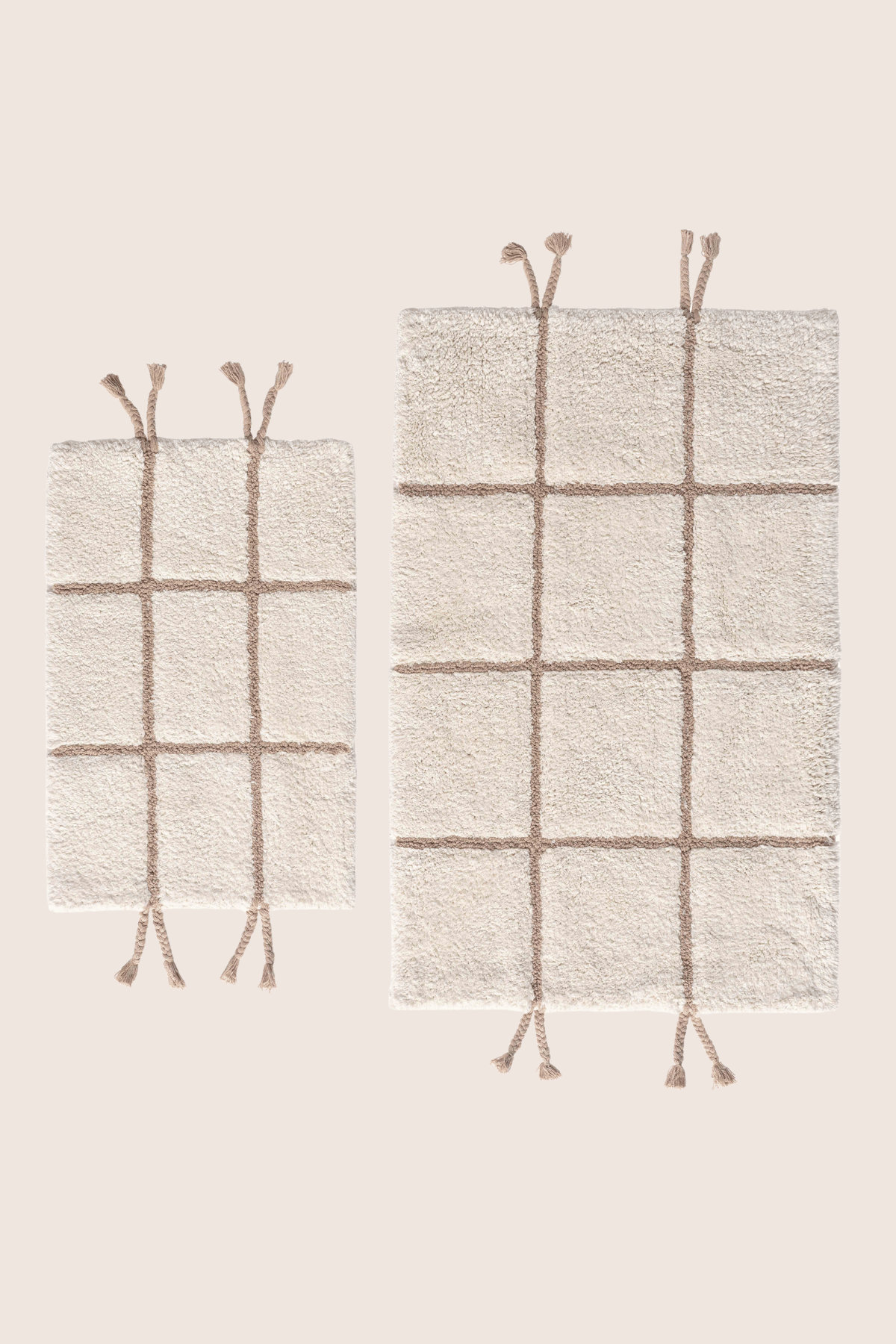 İRYA-Elani 2’Li Takım Banyo Paspası %100 Pamuk 40X60+60X90 Cm Bej-Paspas-4-Milagron.com