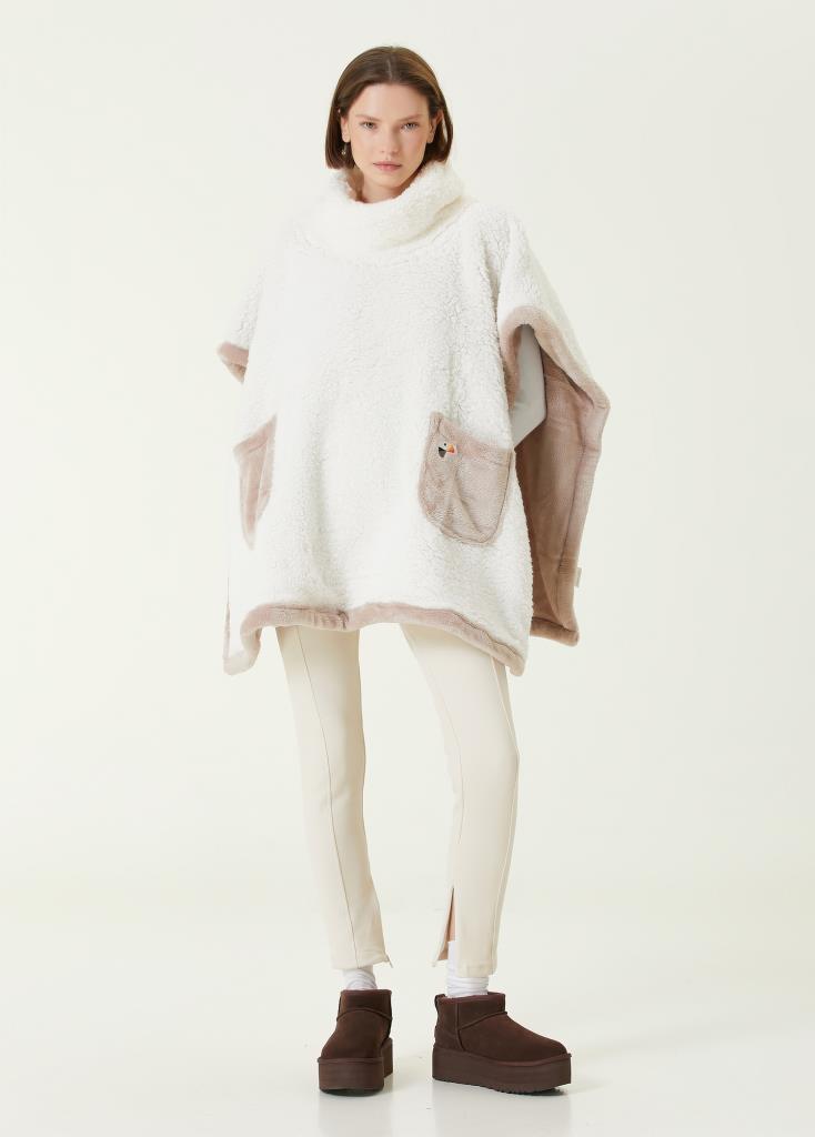 Irya-Es Parla Sierra Panço Bej Oversize-Giyilebilir Battaniye-4-Milagron.com