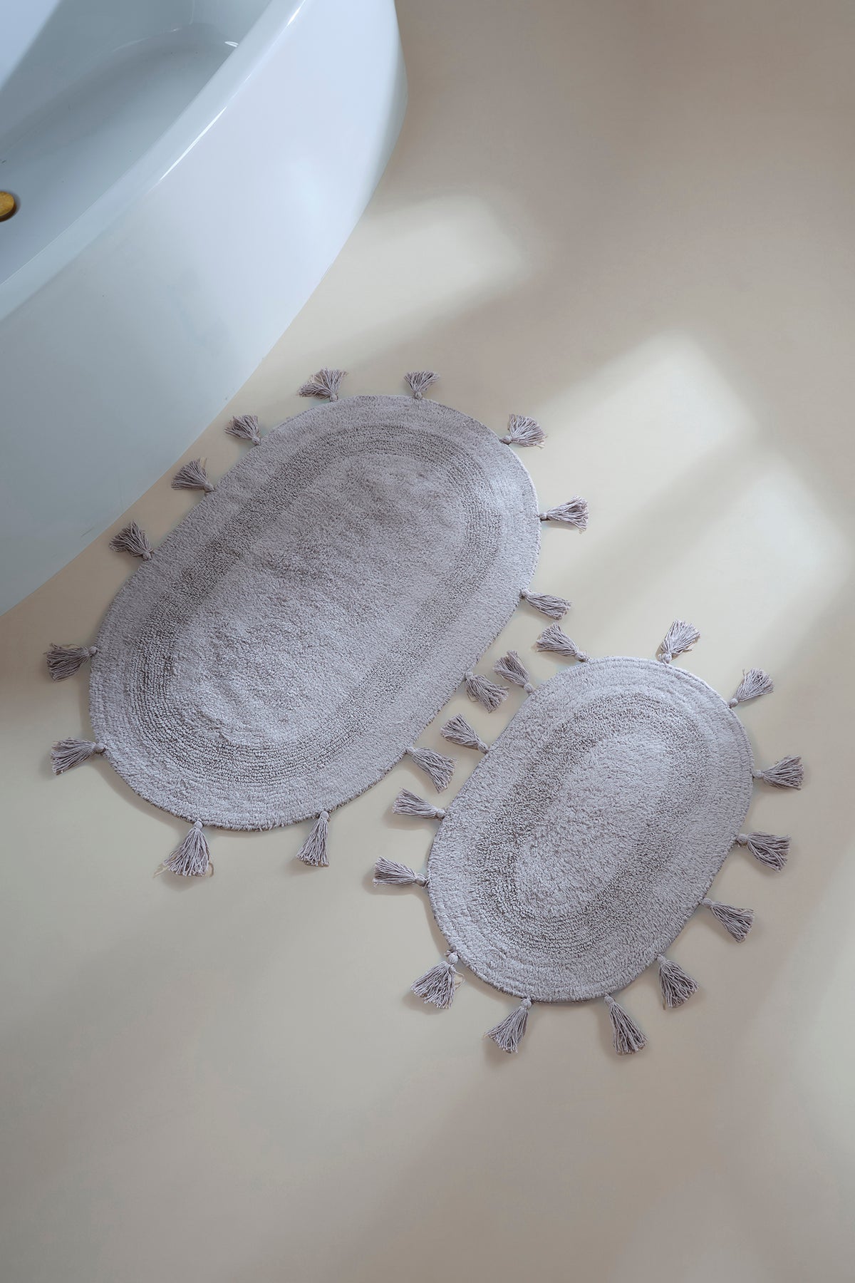 Irya-Hana 2’li Takım Banyo Paspası %100 Pamuk 40x60 + 60x90 Gri-Banyo Paspası-5-Milagron.com