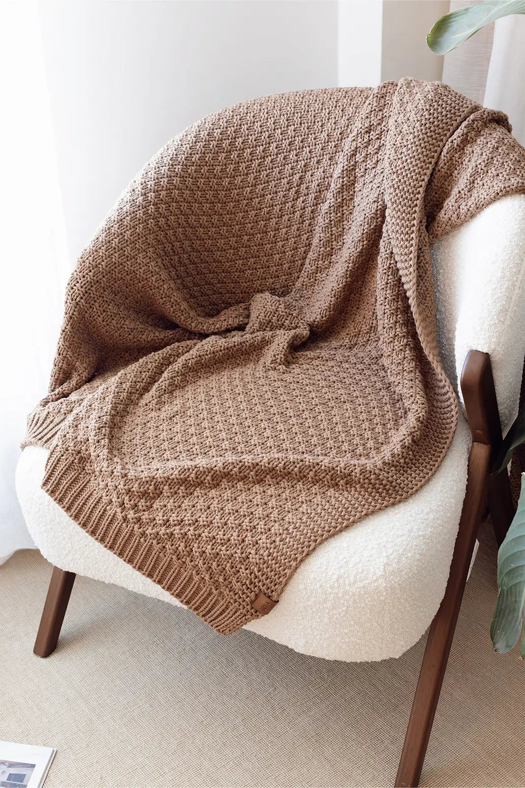 İRYA-Hazel Örme Battaniye 130X170 Kahverengi-Battaniye-2-Milagron.com
