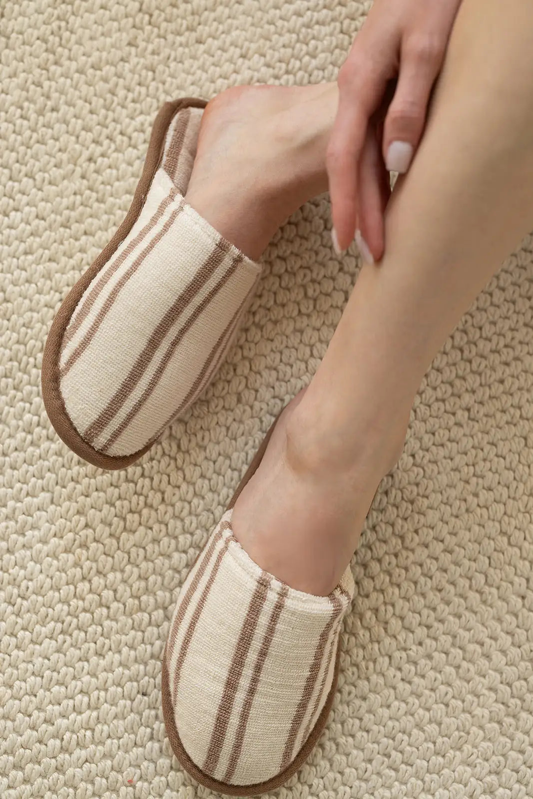 İRYA-In Lines İPliği Boyalı Unisex Terlik Mocha-Sandalet & Terlik-1-Milagron.com