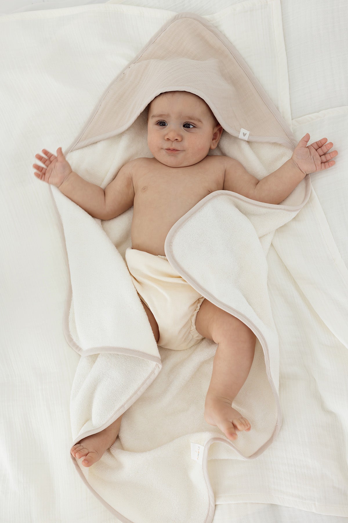 İRYA-Joy Of Colors Organik Pamuk Müslin Bebek Kundak Bej 75X75-Kundak-1-Milagron.com