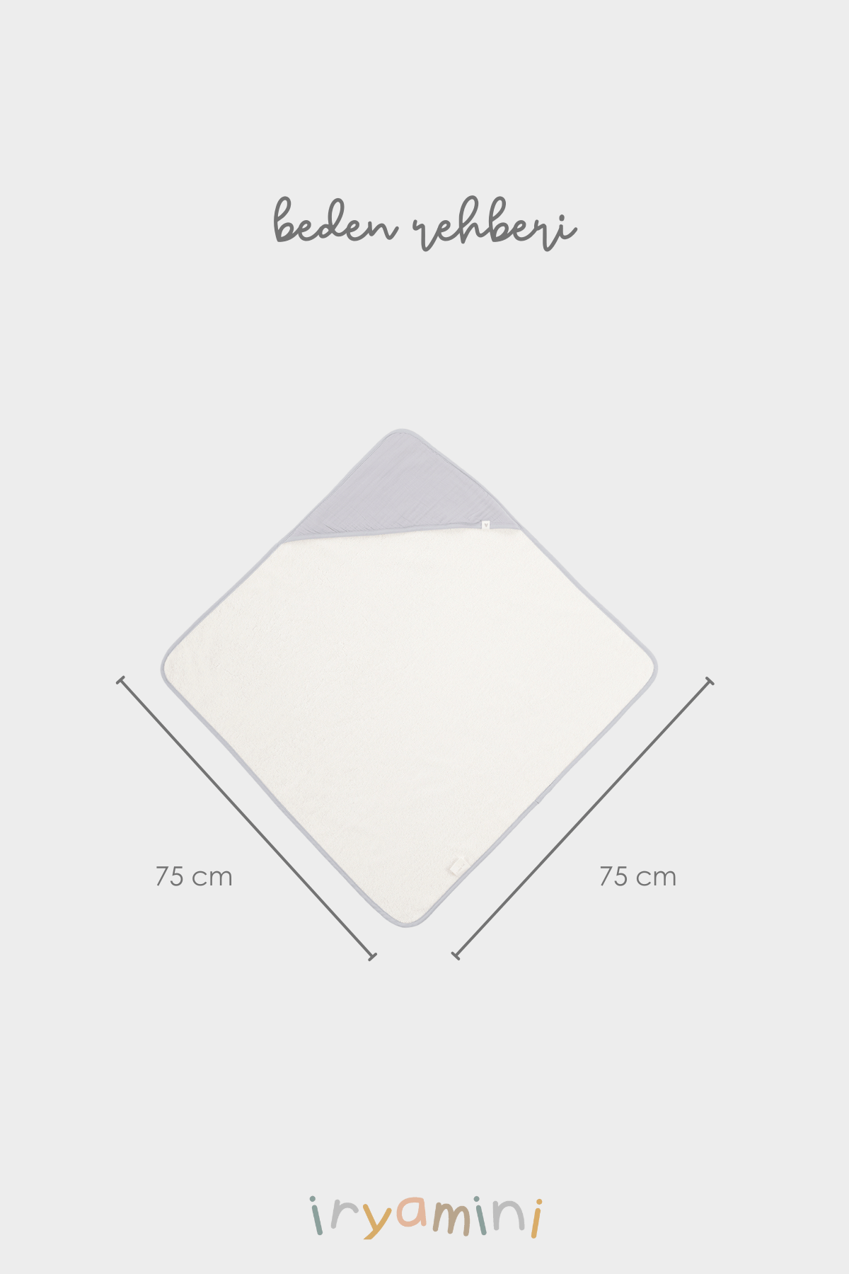 İRYA-Joy Of Colors Organik Pamuk Müslin Bebek Kundak Gri 75X75-Kundak-3-Milagron.com