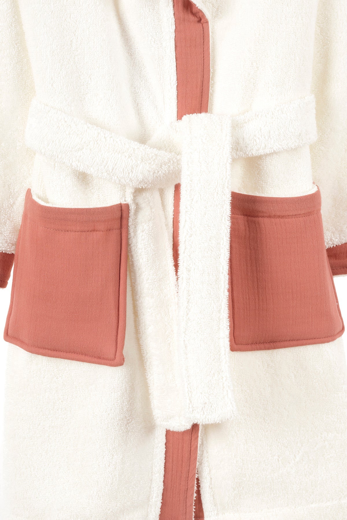 Irya-Joy Of Colors Organik Pamuk Müslin Detaylı çocuk Bornoz Kiremit-Çocuk Bornozu-5-Milagron.com