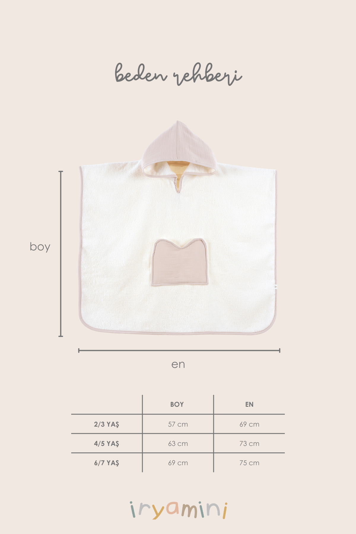 Irya-Joy Of Colors Organik Pamuk Müslin Detaylı çocuk Panço Bej-Çocuk Pançosu-5-Milagron.com