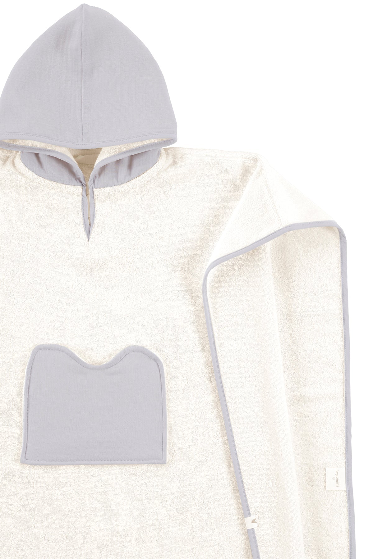 Irya-Joy Of Colors Organik Pamuk Müslin Detaylı çocuk Panço Gri-Çocuk Pançosu-8-Milagron.com