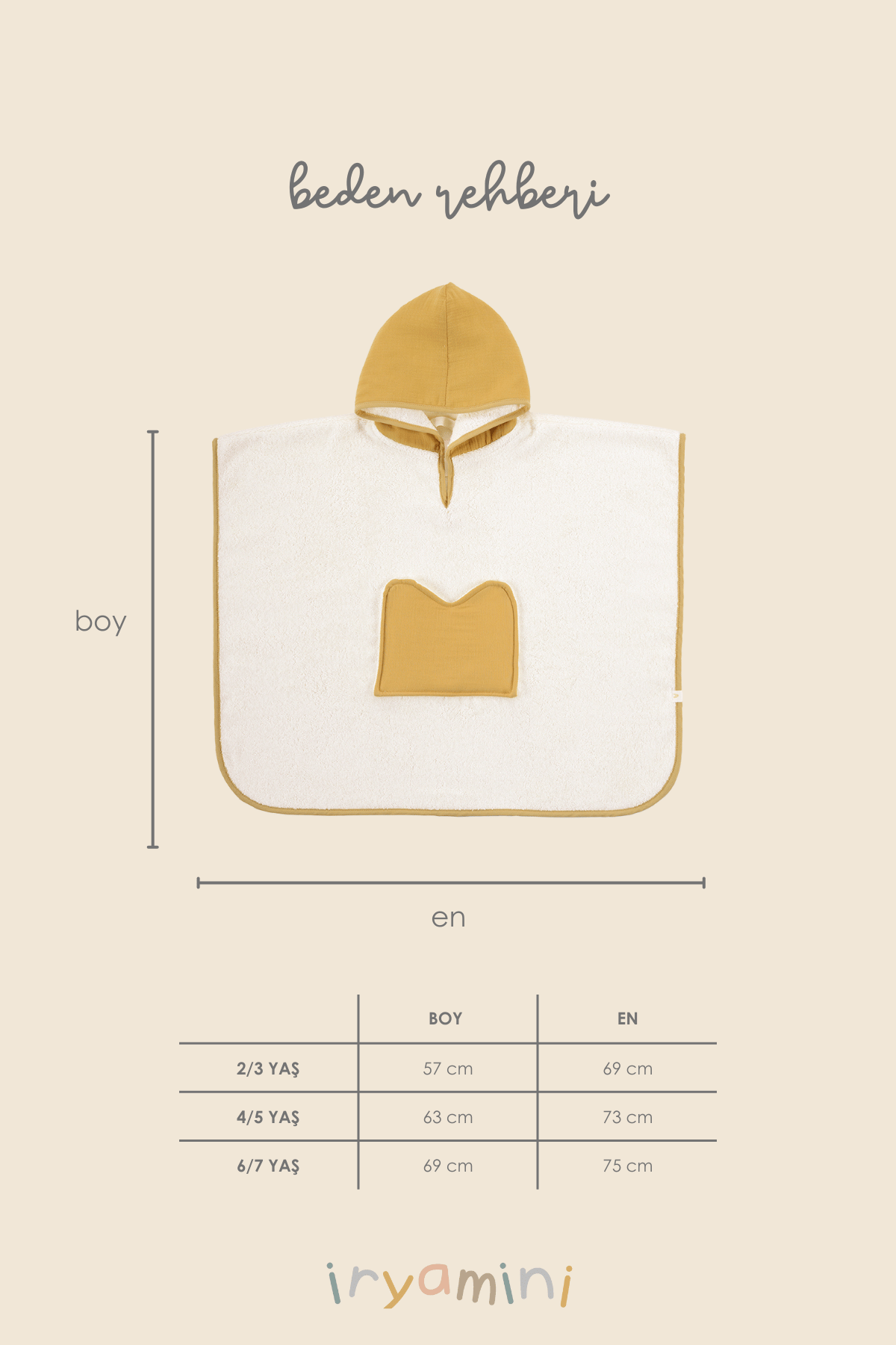 Irya-Joy Of Colors Organik Pamuk Müslin Detaylı çocuk Panço Hardal-Çocuk Pançosu-9-Milagron.com