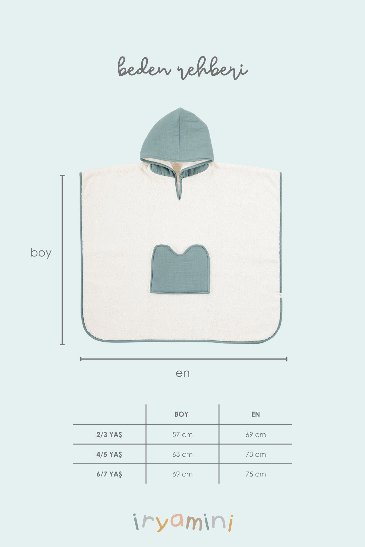 Irya-Joy Of Colors Organik Pamuk Müslin Detaylı çocuk Panço Mint-Çocuk Pançosu-8-Milagron.com