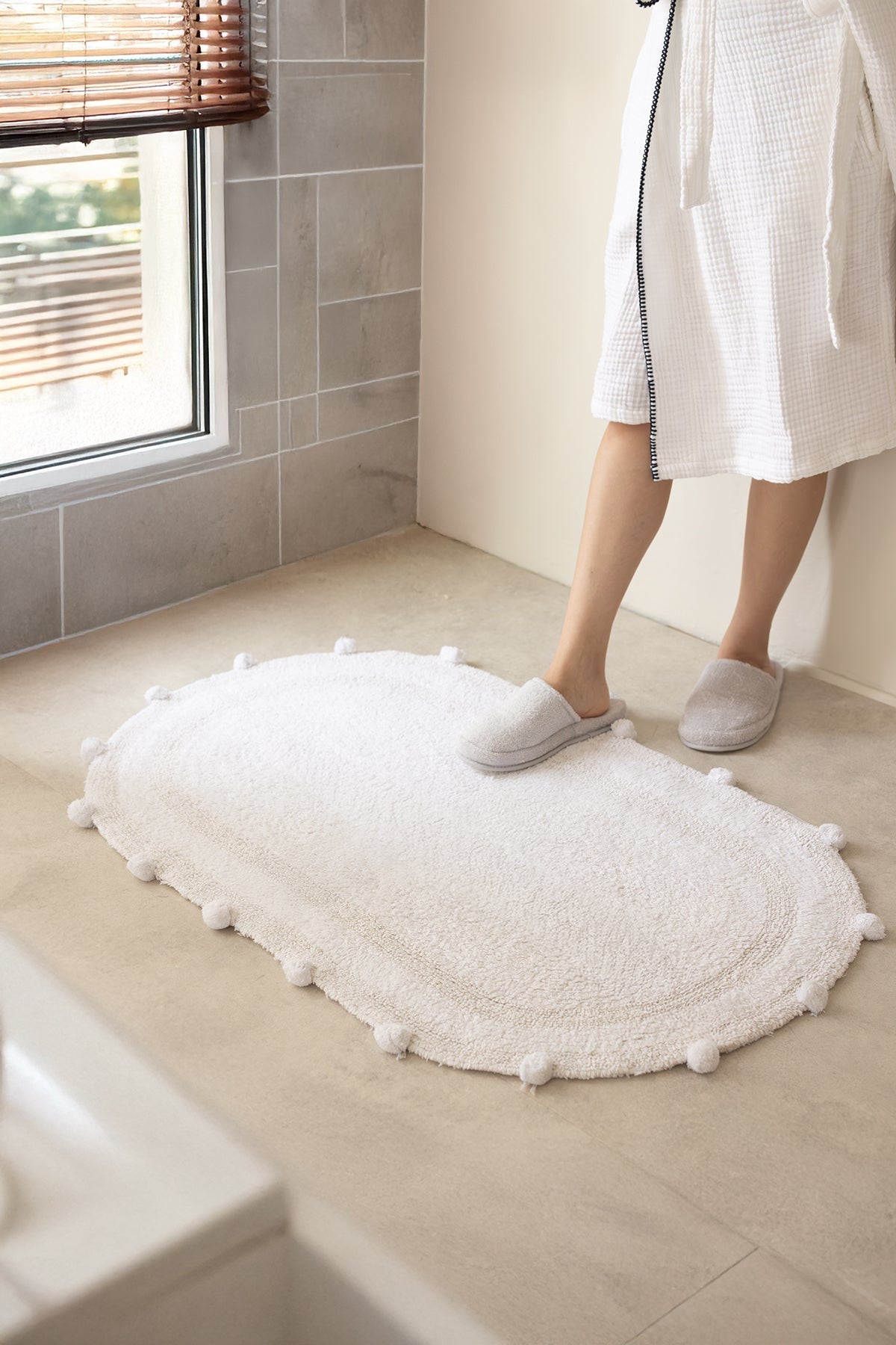 İRYA-Lampetie | Eris Tekli Banyo Paspası 70X120 Beyaz-Paspas-1-Milagron.com