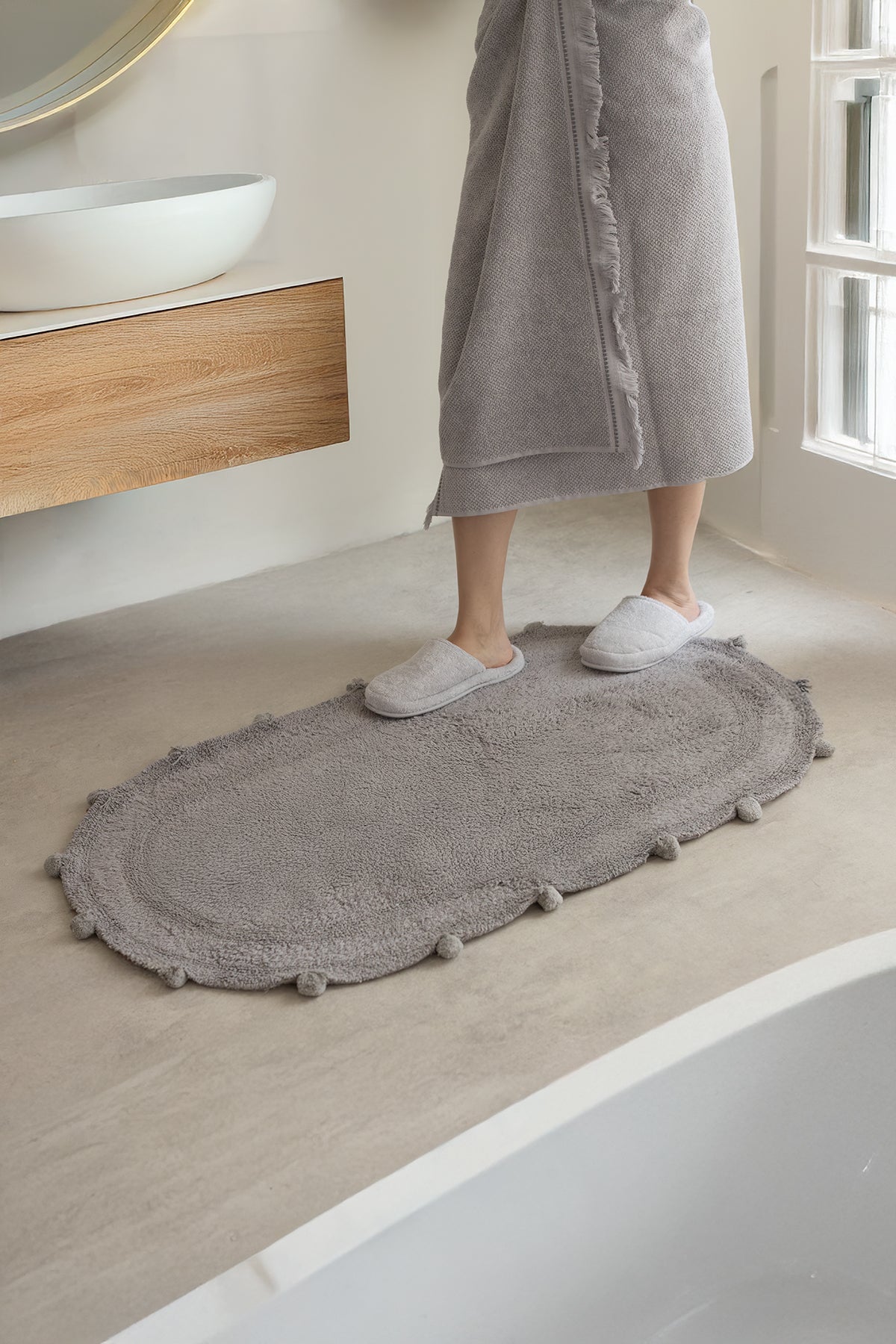 İRYA-Lampetie | Eris Tekli Banyo Paspası 70X120 Gri-Paspas-1-Milagron.com