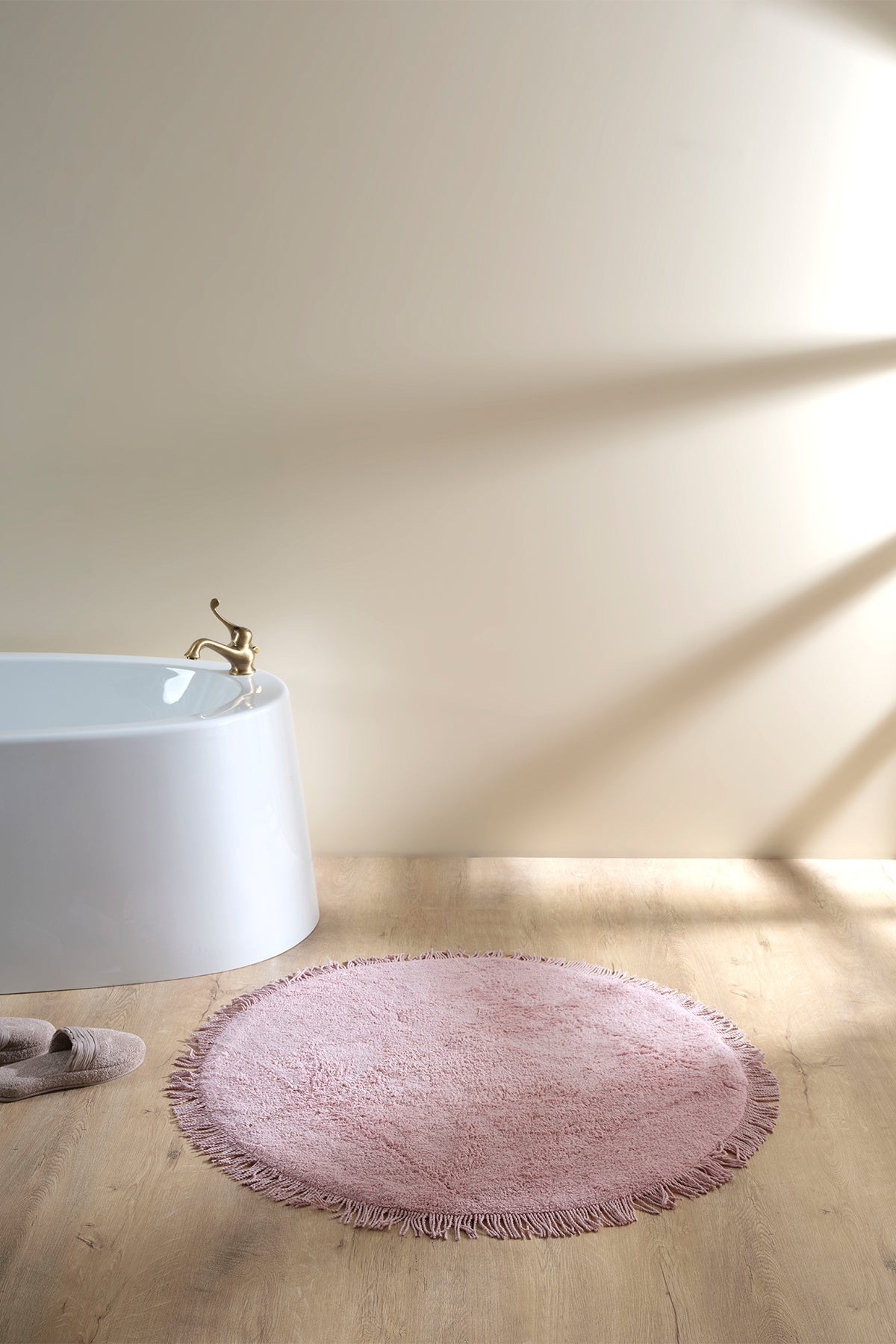 İRYA-Loris Yuvarlak Banyo Paspası %100 Pamuk Pembe-Paspas-1-Milagron.com
