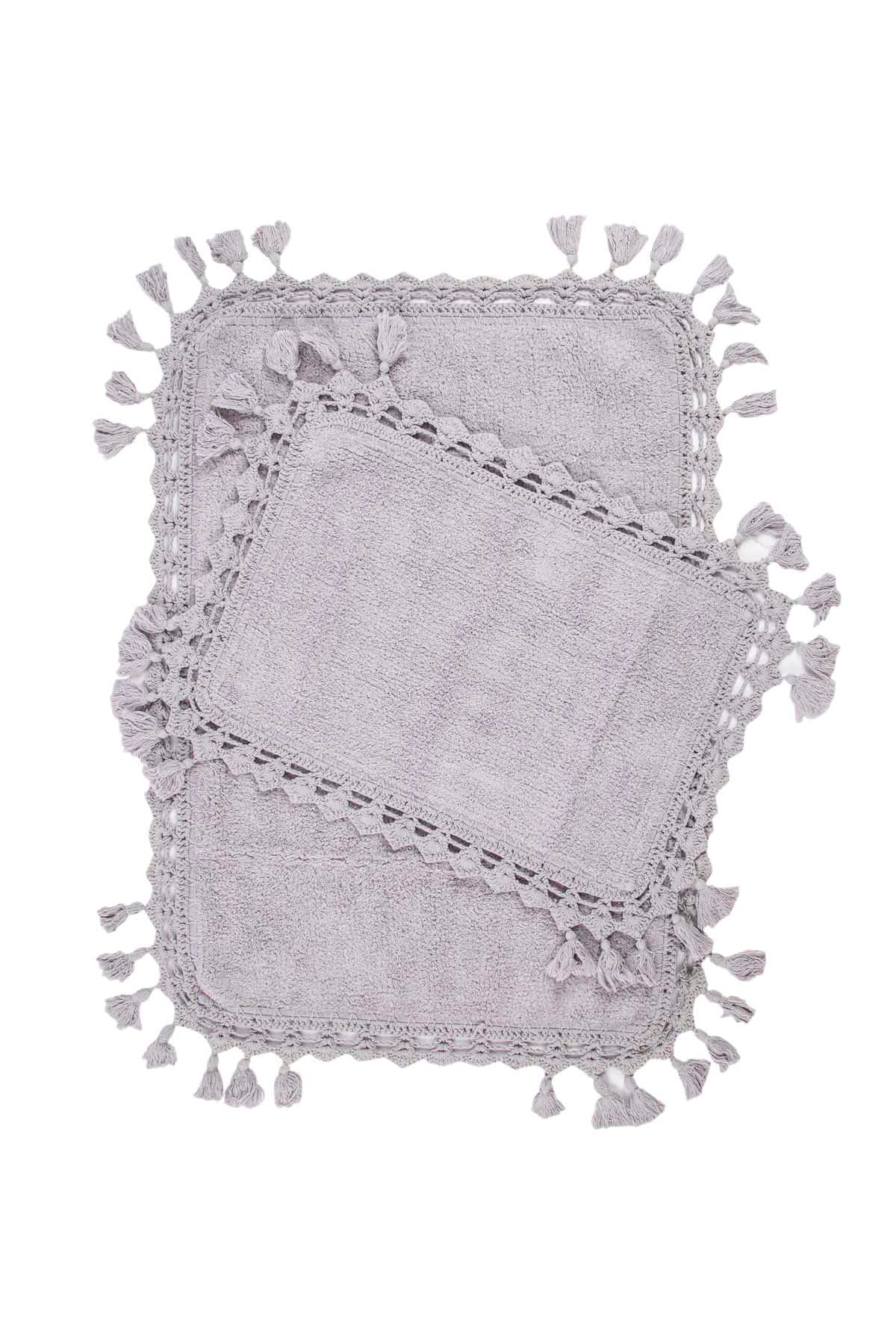 İRYA-Lorna 2’Li Takım Banyo Paspası %100 Pamuk 40X60 + 60X90 Lila-Paspas-2-Milagron.com