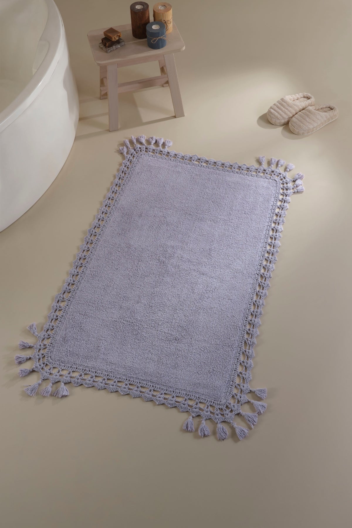 İRYA-Lorna Tekli Banyo Paspası %100 Pamuk 70X110 Lila-Paspas-1-Milagron.com