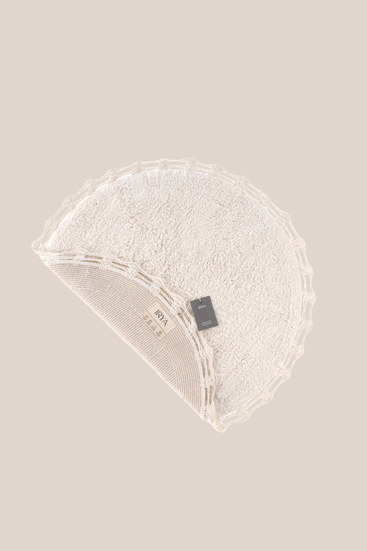 İRYA-Luna Yuvarlak Banyo Paspası %100 Pamuk 90X90 Ekru-Paspas-7-Milagron.com