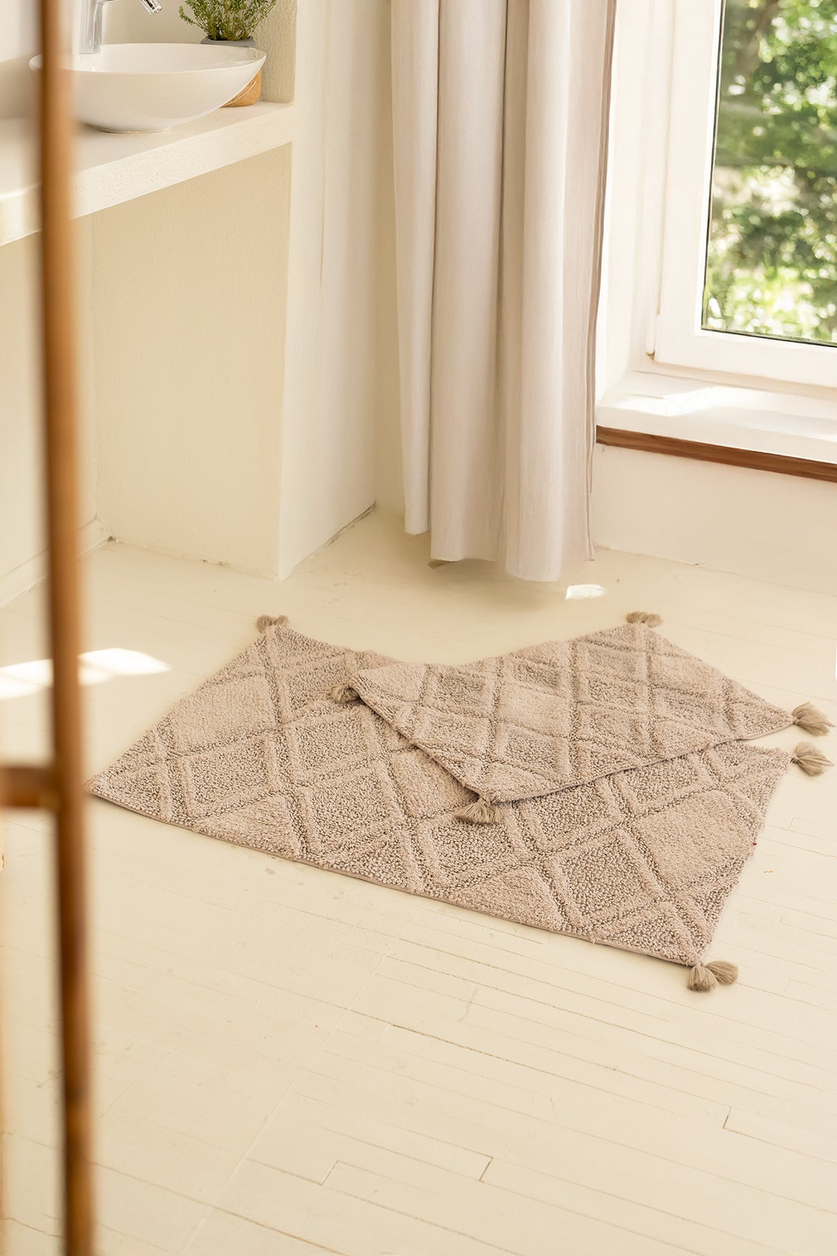 İRYA-Maxi 2’Li Takım Banyo Paspası %100 Pamuk 40X60 + 60X90 Gri-Banyo Paspası-1-Milagron.com