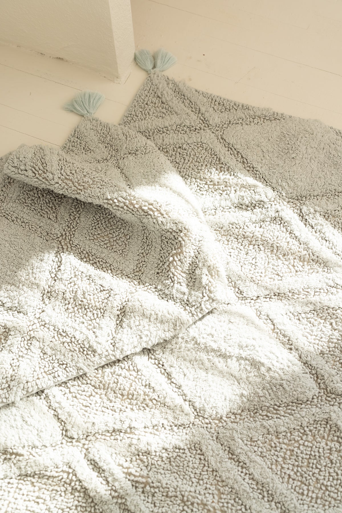 İRYA-Maxi 2’Li Takım Banyo Paspası %100 Pamuk 40X60 + 60X90 Yeşil-Banyo Paspası-2-Milagron.com