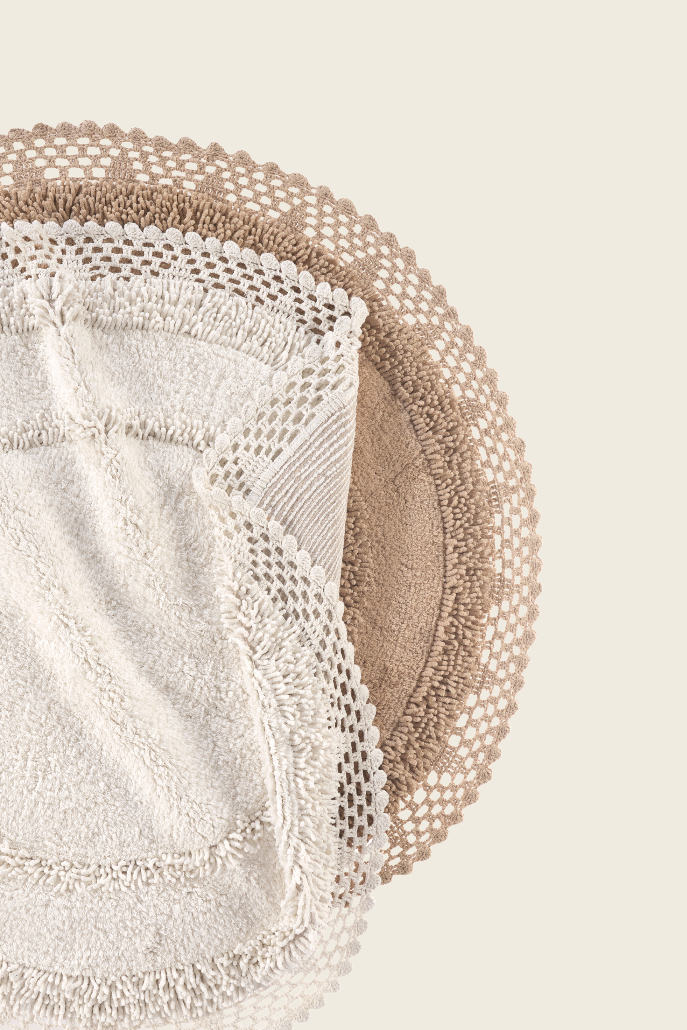 İRYA-Moon Yuvarlak Banyo Paspası %100 Pamuk 120X120 Mocha-Paspas-2-Milagron.com