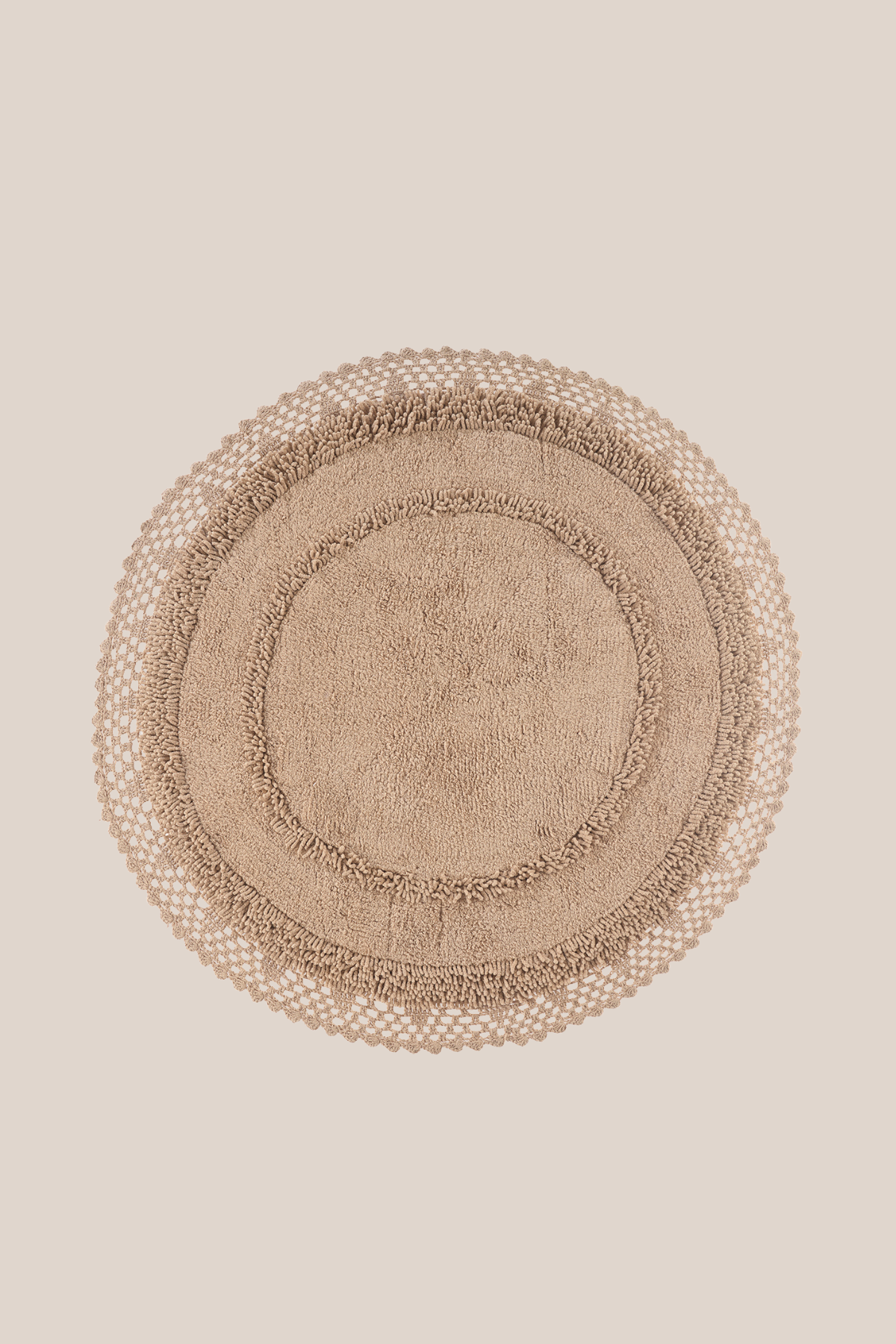 İRYA-Moon Yuvarlak Banyo Paspası %100 Pamuk 120X120 Mocha-Paspas-3-Milagron.com