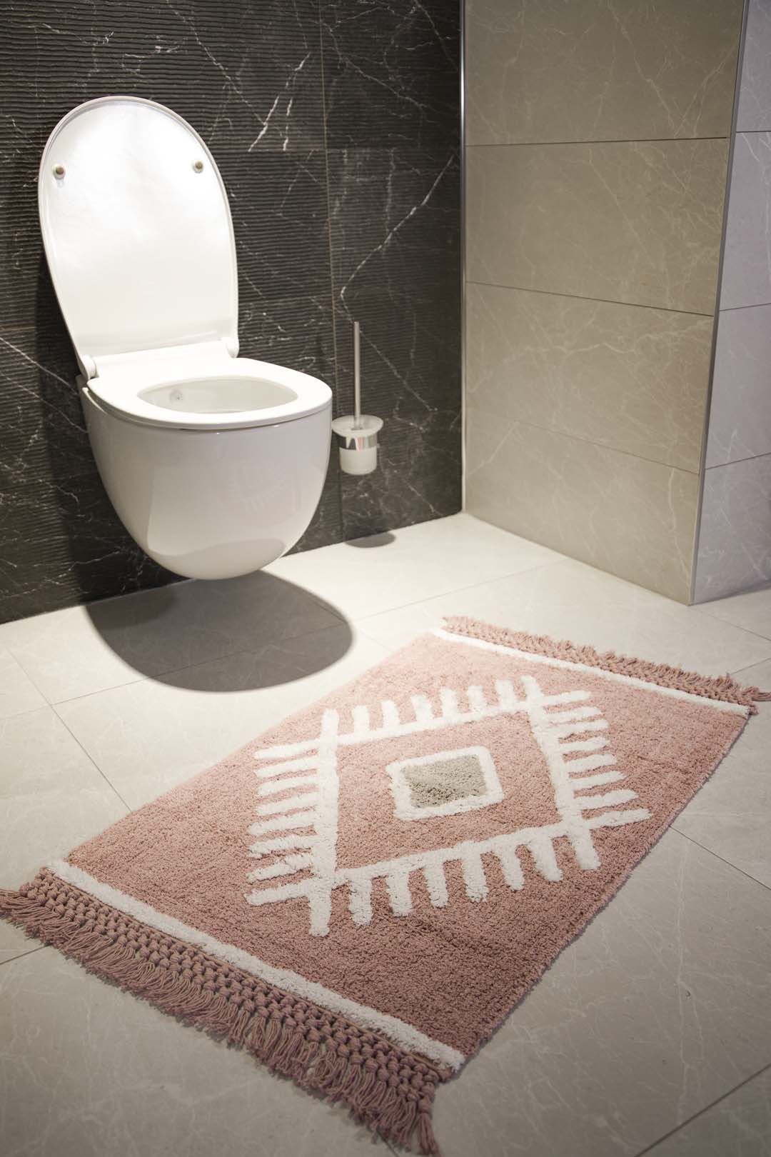 İRYA-Nell Tekli Banyo Paspası %100 Pamuk 60X90 Pembe-Paspas-3-Milagron.com