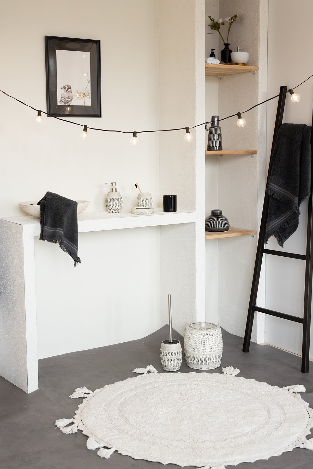 İRYA-Olivid Yuvarlak Banyo Paspası %100 Pamuk 100X100 Ekru-Paspas-2-Milagron.com