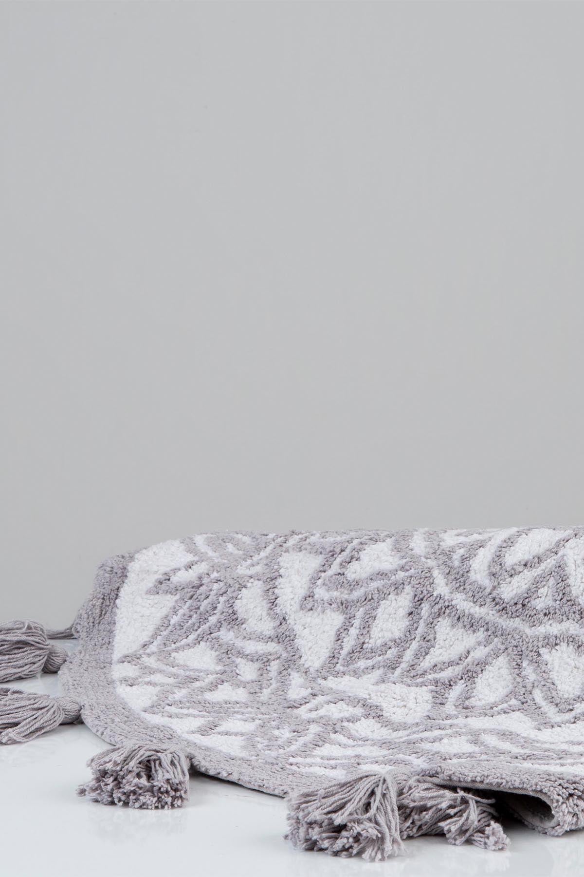 İRYA-Pina Yuvarlak Banyo Paspası %100 Pamuk 100X100 Gri-Paspas-5-Milagron.com