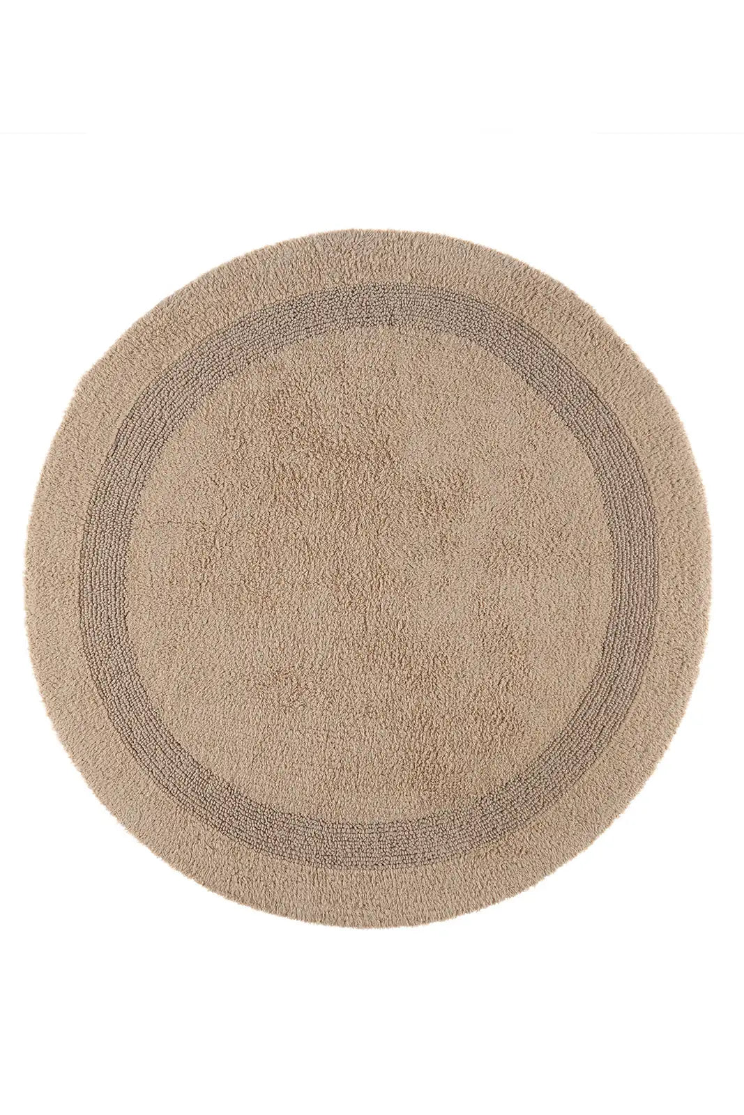 İRYA-Puffed Yuvarlak Banyo Paspası %100 Pamuk 100X100 Bej-Paspas-9-Milagron.com