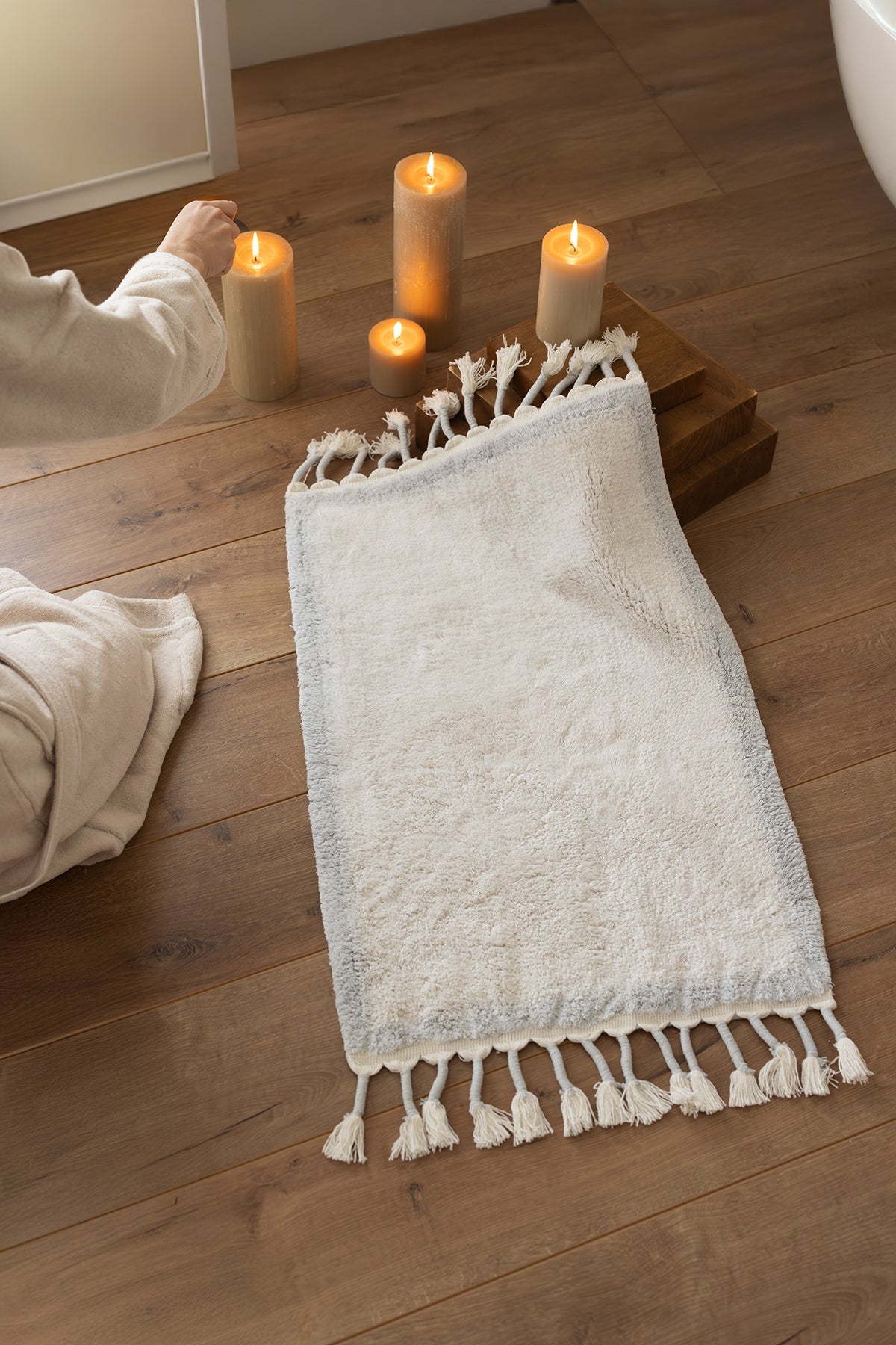 İRYA-Root Tekli Banyo Paspası %100 Pamuk 50X80 Cm Buz Mavi-Paspas-1-Milagron.com