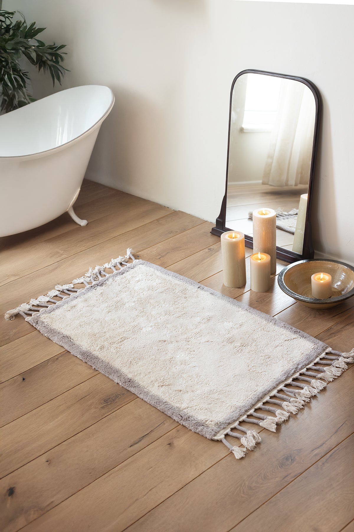 İRYA-Root Tekli Banyo Paspası Bambu 50X80 Cm Koyu Gri-Banyo Paspası-1-Milagron.com