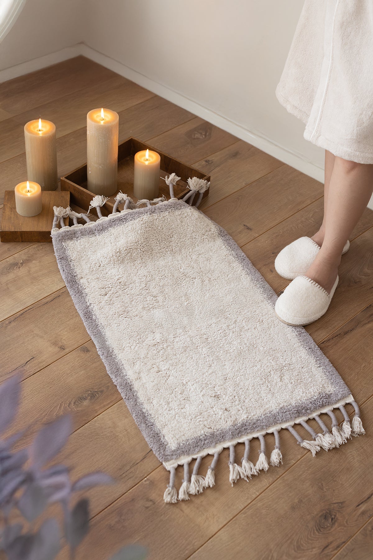 İRYA-Root Tekli Banyo Paspası Bambu 60X100 Cm Koyu Gri-Banyo Paspası-1-Milagron.com