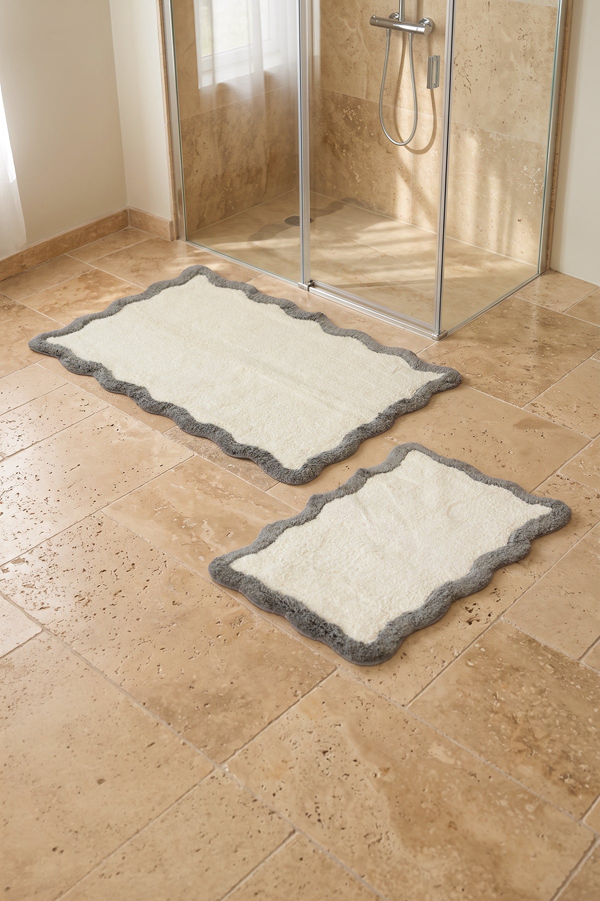 Scallop 2'Li Takım Bambu Banyo Paspası 40X60+60X90 Cm Gri