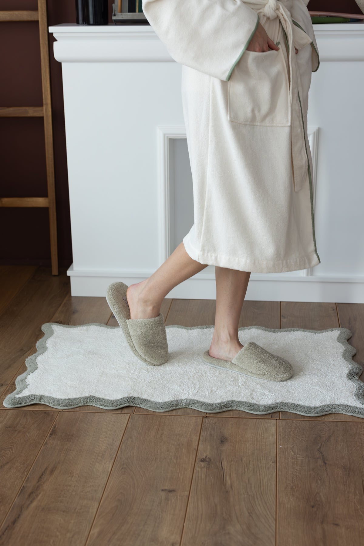 İRYA-Scallop Tekli Banyo Paspası Bambu 60X100 Yeşil-Paspas-1-Milagron.com