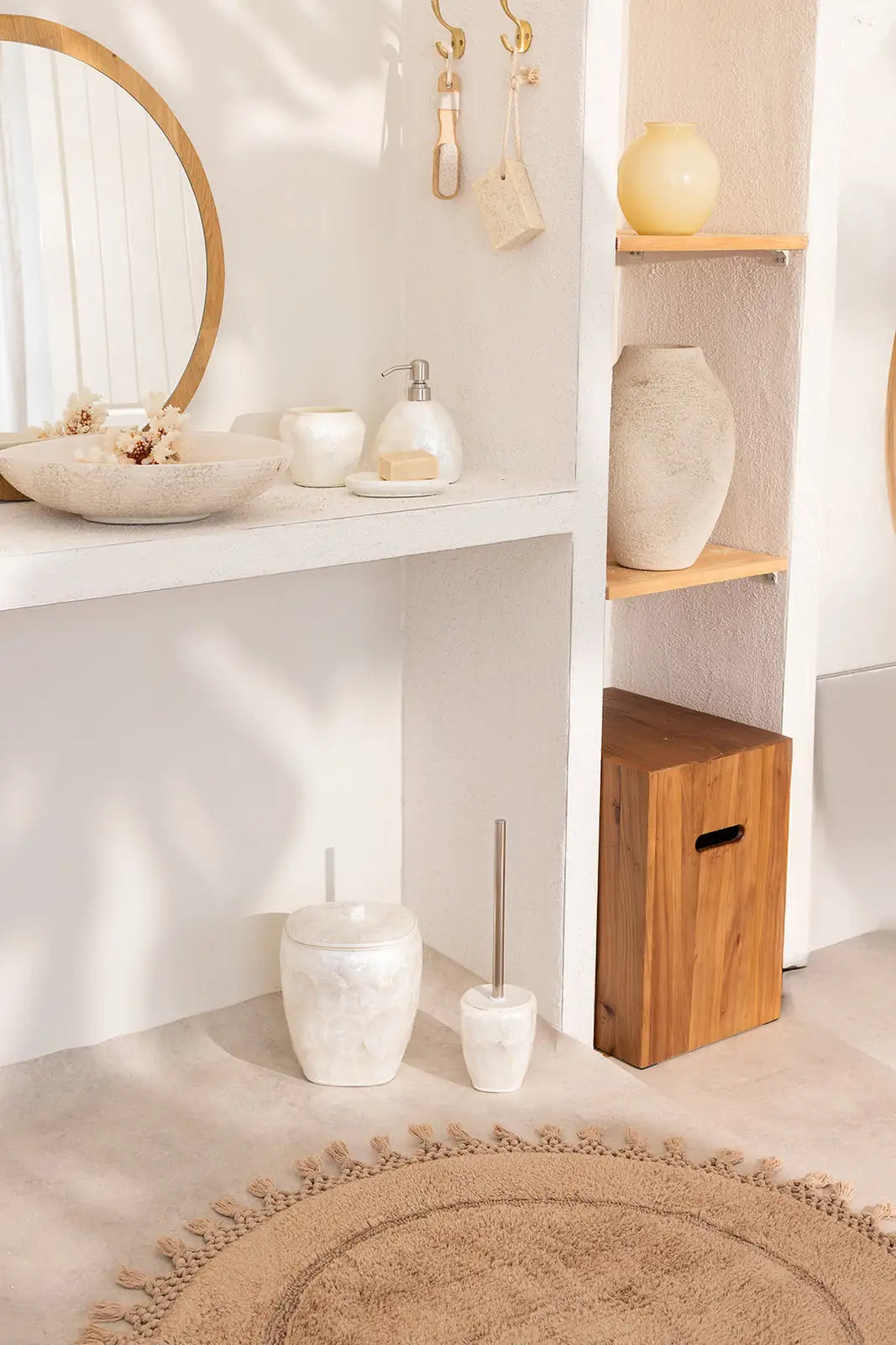 İRYA-Sedef 5 Parça Banyo Seti Ekru-Banyo Düzenleyicileri-1-Milagron.com